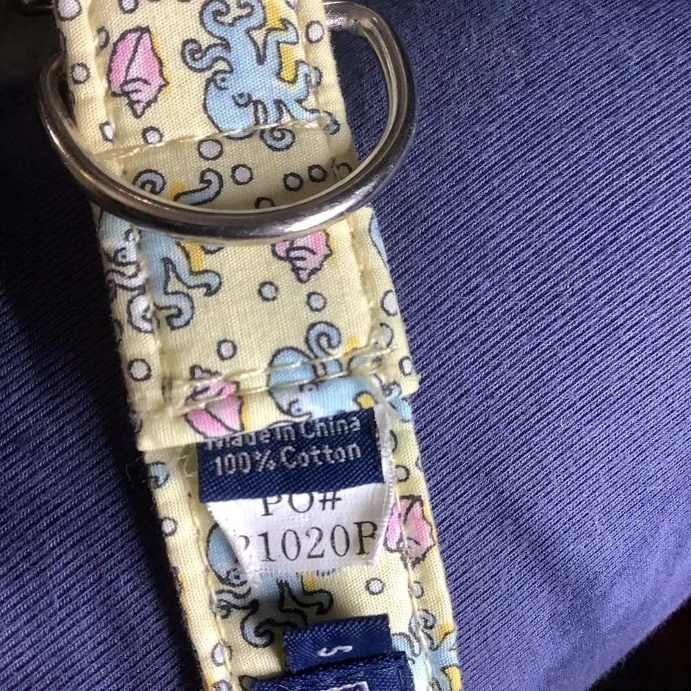 Vineyard Vines D-Ring Belt Kid Size Small 100% Cotton Octopus Shells Multicolor